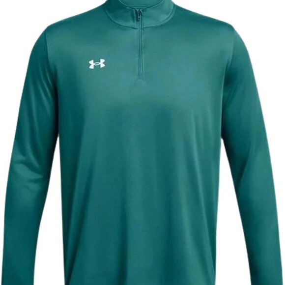 Under Armour Team Tech Mens Long Sleeve Quarter Zip Green 1376844-722 Size S - Picture 2 of 5